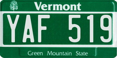 VT license plate YAF519