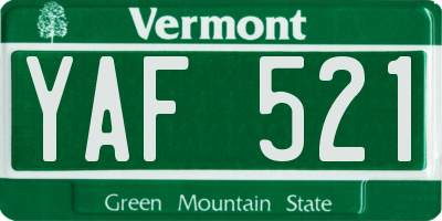 VT license plate YAF521