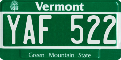 VT license plate YAF522