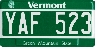 VT license plate YAF523