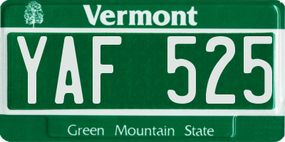 VT license plate YAF525