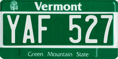 VT license plate YAF527
