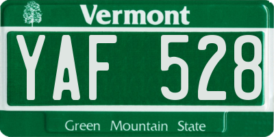 VT license plate YAF528