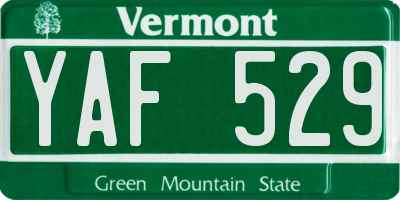 VT license plate YAF529