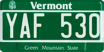 VT license plate YAF530