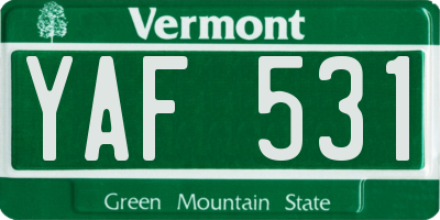 VT license plate YAF531