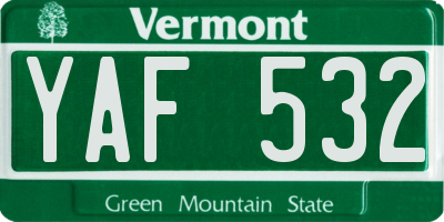 VT license plate YAF532