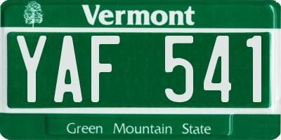 VT license plate YAF541