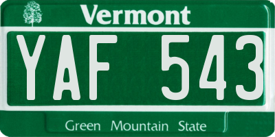 VT license plate YAF543