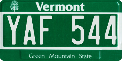VT license plate YAF544