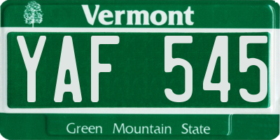 VT license plate YAF545