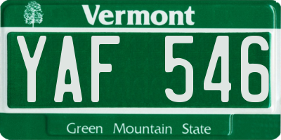 VT license plate YAF546