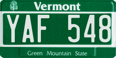 VT license plate YAF548