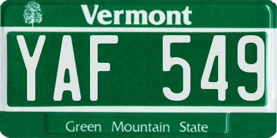 VT license plate YAF549