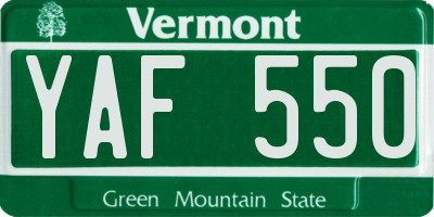 VT license plate YAF550