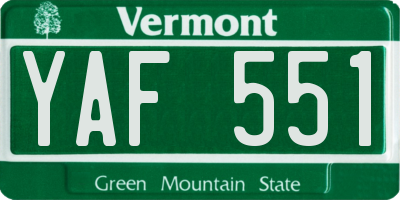 VT license plate YAF551