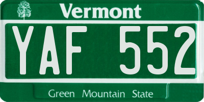 VT license plate YAF552