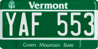 VT license plate YAF553