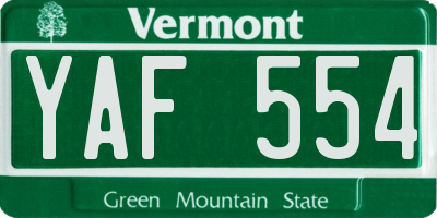 VT license plate YAF554