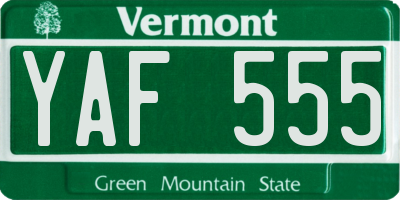 VT license plate YAF555