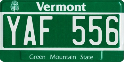 VT license plate YAF556