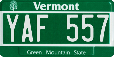 VT license plate YAF557