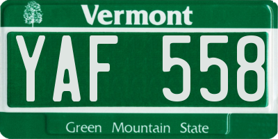 VT license plate YAF558