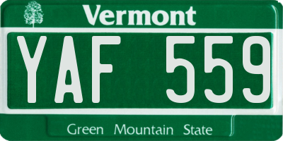 VT license plate YAF559