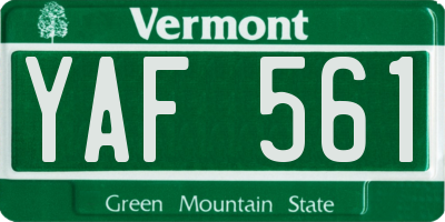 VT license plate YAF561