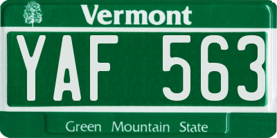 VT license plate YAF563
