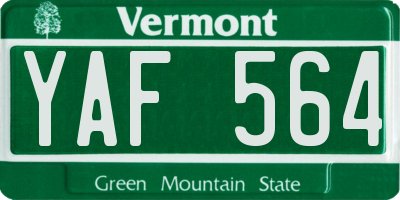 VT license plate YAF564