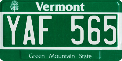 VT license plate YAF565