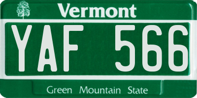 VT license plate YAF566