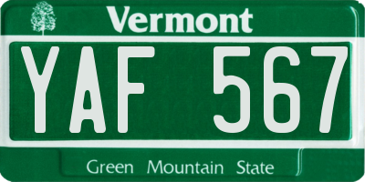VT license plate YAF567