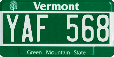 VT license plate YAF568