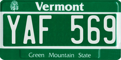 VT license plate YAF569