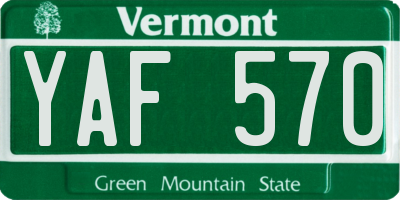 VT license plate YAF570