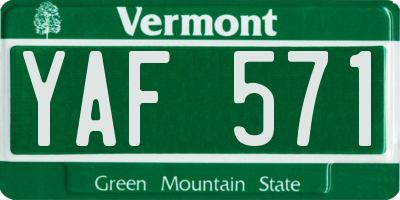 VT license plate YAF571