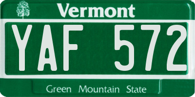 VT license plate YAF572