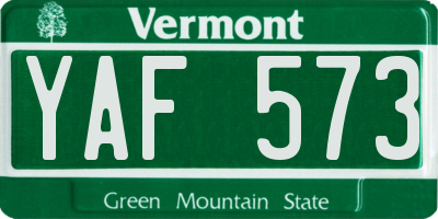 VT license plate YAF573