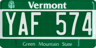 VT license plate YAF574