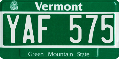 VT license plate YAF575