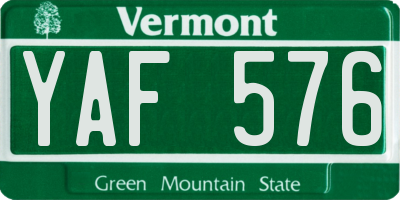 VT license plate YAF576