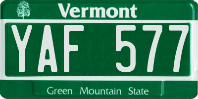 VT license plate YAF577