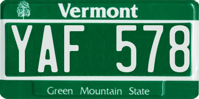 VT license plate YAF578