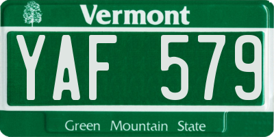 VT license plate YAF579