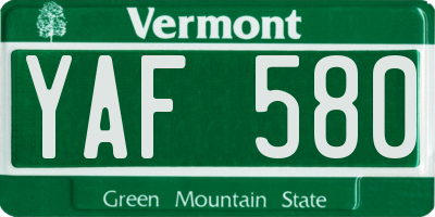 VT license plate YAF580