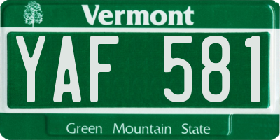 VT license plate YAF581