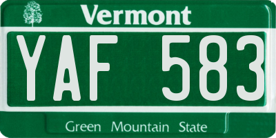 VT license plate YAF583