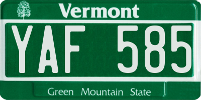VT license plate YAF585